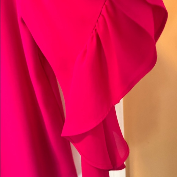 Chic Fuchsia Ruffle Sleeve Blouse - Picture 5 of 5
